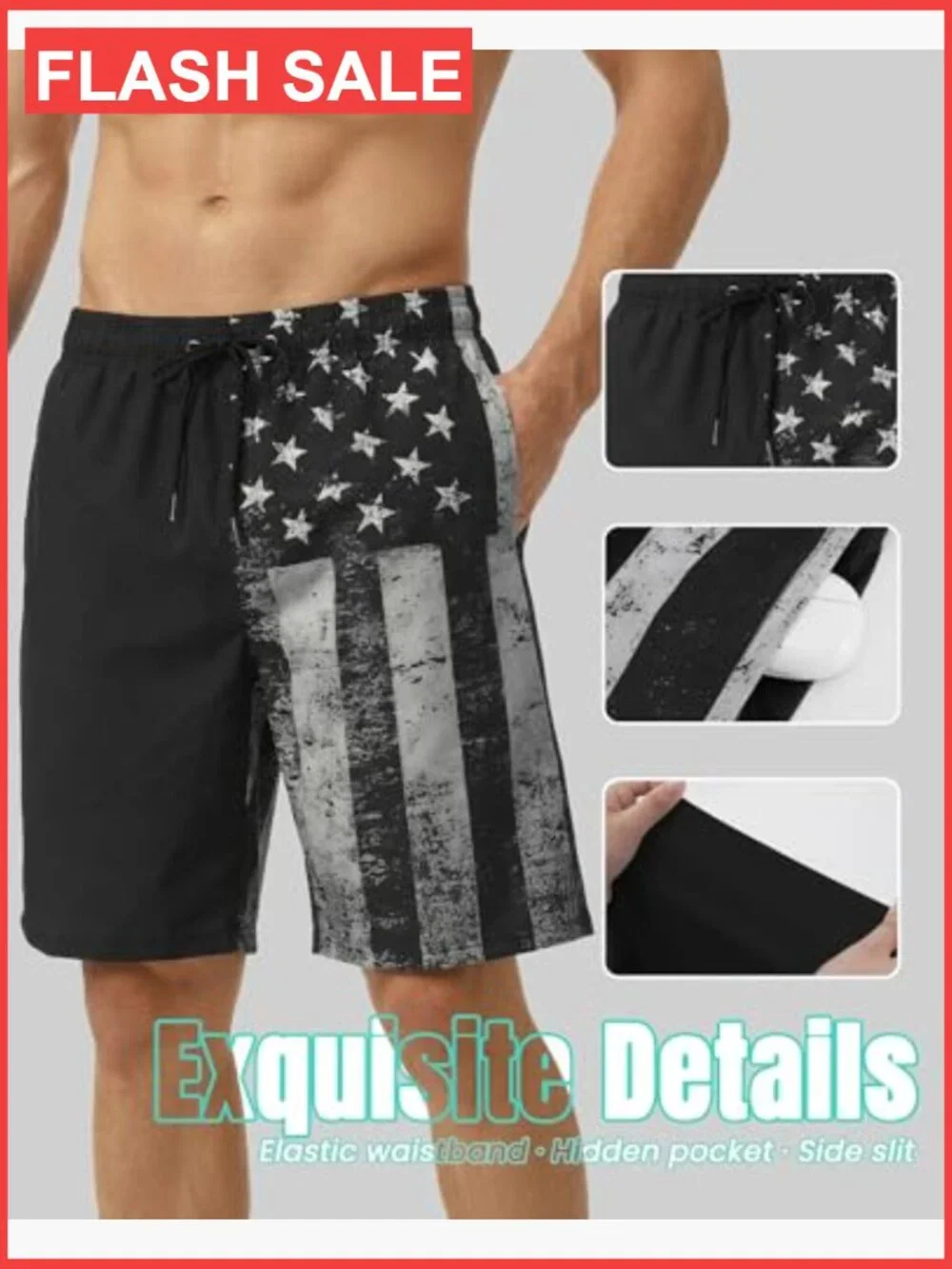 9 Inch Swim Trunks with Compression Liner Quick Dry Zipper Pockets